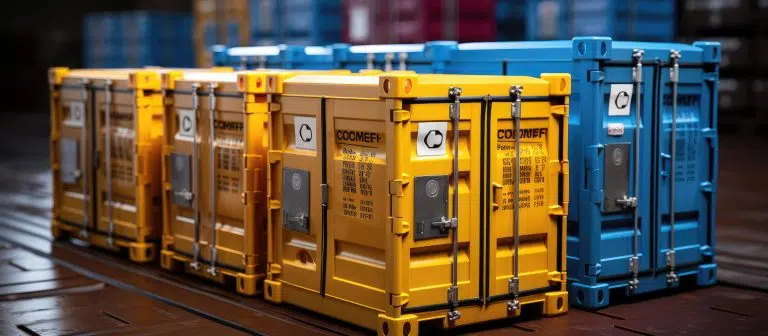 Sea containers for transporting chemical products.